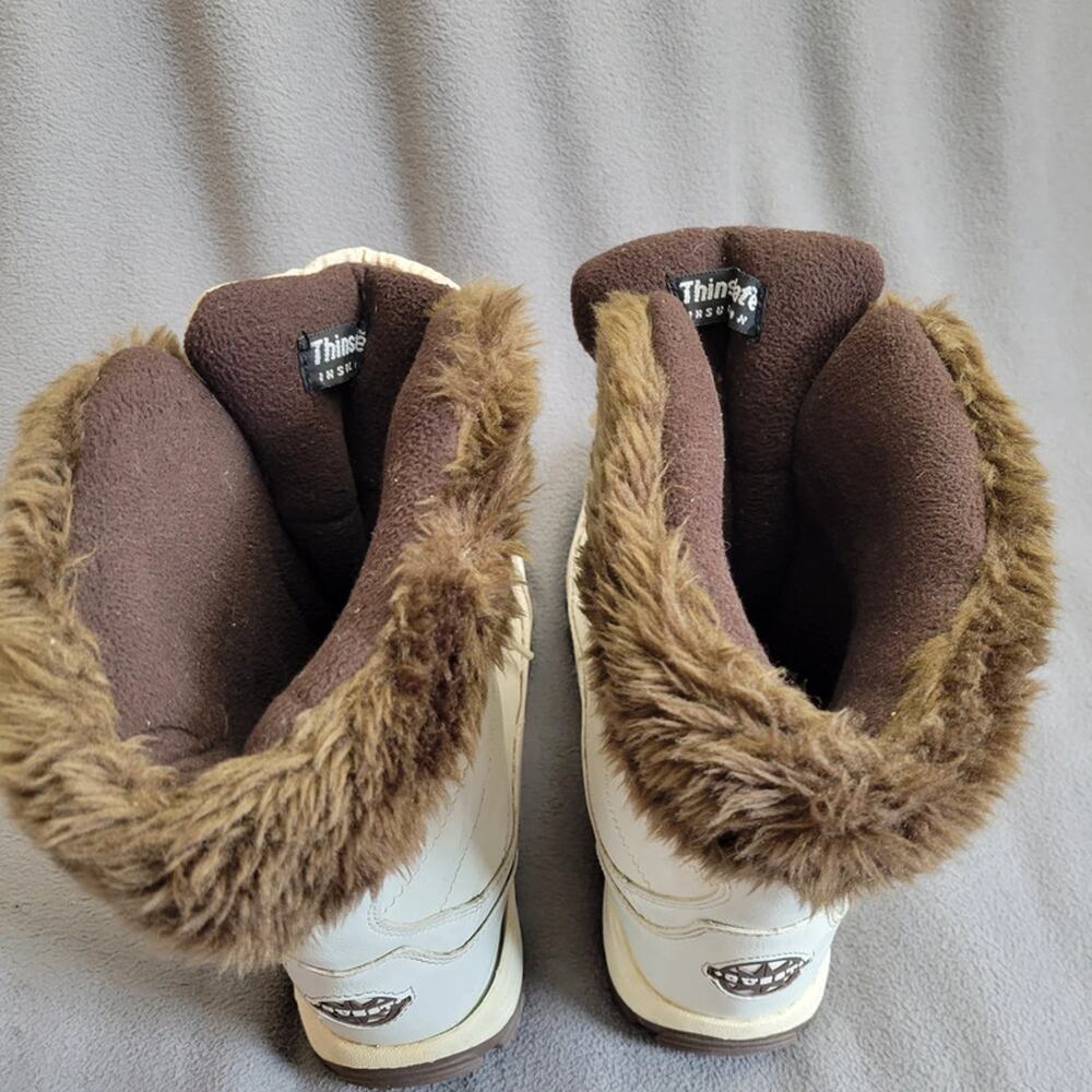 QUEST Glacier Snow Boots Womens Size 10 White Brown Thinsulate Snow Winter - Picture 10 of 12